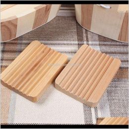 Aessories Bath Home & Gardenwooden Natural Bamboo Dishes Tray Holder Rack Plate Container Portable Bathroom Soap Dish Storage Box Drop Deliv