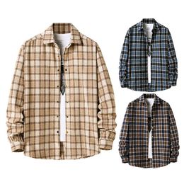 Flannel Shirts Men Plaid Casual Long Sleeve Men Shirt Coat Fashion Men Work Business Brand Shirt Chemise Homme Oversized Jacket 210524