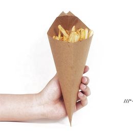 NEWKraft Paper French Fries Box Cone Oil Proof Chips Bag Disposable Chips Cup Party Take-out Food Package LLD11627