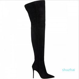 Spring autumn winter snow boots nubuck suede flock women over the knee thigh high boot