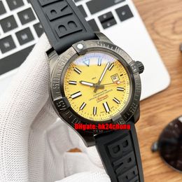 8 Styles High Quality Watches M17331 Black PVD 43MM Automatic Mechanical Mens Watch Yellow Dial Rubbr Strap Gents Wristwatches