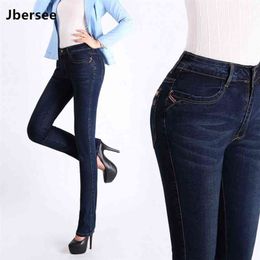 Spring Mom Skinny Jeans Woman High Waist Plus Size Autumn Winter Denim Pants Stretch Ladies Brand Jean Women's Trousers 210809
