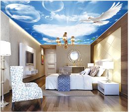 Custom photo wallpaper 3D zenith mural Fashion Modern blue sky white clouds dove ceiling fresco murals wall papers home decoration