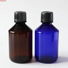 30pcs 200ml Empty black/white Screw Cap PET bottle with liquid plug 200cc Brown / blue plastic anti-theft coverhigh qty