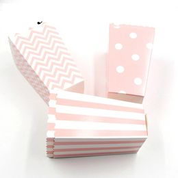 -12 unids Popcorn Stripes Dot Pink Regalo Caja Favor Favor Pop Pop Decoration Bags Suministros de fiesta