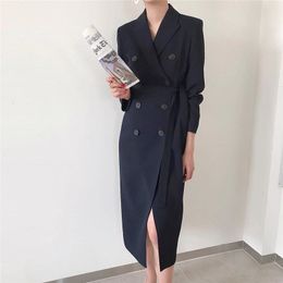 Slim OL Fashion Chic Notched Minimalist High Waist Korean Office Lady Brief Dress Women Elegant Work Wear Dresses 210421