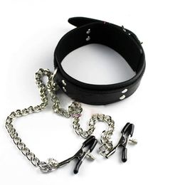 Bdsm Bondage Slave Collar and Nipple Clamps Leather Necklace Adult Games Sex Products For Women Erotic Sex Toys For Couples P0816