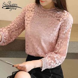 Fashion Womens Tops And Blouses Long Sleeve Sexy Hollow Lace Shirt Shirts 1636 50 210508