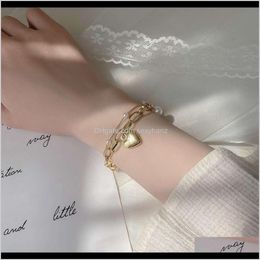 Link, Chain Bracelets Drop Delivery 2021 Link Double Pearl Love Bracelet Womens Minority Design Friend Student Temperament Net Red Simple Han