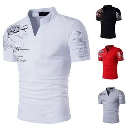 Cotton T-Shirts Mandarin Collar Short Sleeve Tee Spring Summer New Top Men Brand Clothing Slim Fit 210409