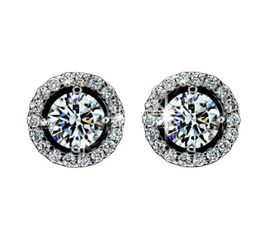 2021 1.25ct Round Moissanite White Diamond Halo Brilliant Cut Stud Earrings 18K White Gold Bride Wedding Engagement Jewelry Gifts