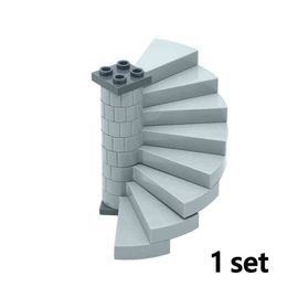 DIY Assembles Particles Spiral Staircase Support 1x1x5 1/3 House Stairs 40243 Steps Modular Creative Riser Building Block Toys Y1130