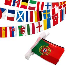 The 2021 World European Cup Football Top 24 Countries String Flag Size 14 x21cm 8 meters Length Direct Factory Wholesale