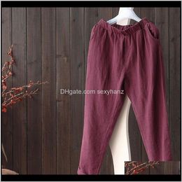 Capris Womens Clothing Apparel Drop Delivery 2021 Female Cotton Linen Summer And Autumn Loose Casual Pants Women Long Fashion Harem Pant Ivxc