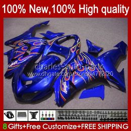 Motorcycle Fairings For KAWASAKI NINJA ZX-10R ZX1000 ZX 10R 10 R 1000 CC 2006-2007 Bodywork 14No.43 ZX1000C ZX10R 06 07 ZX1000CC 1000CC 2006 2007 Bodys kit glossy blue