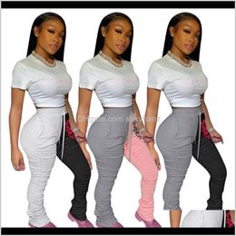 & Capris Womens Clothing Apparel Drop Delivery 2021 Elastic Stacked Sweatpants Women Joggers Plus Size High Waisted Bodycon Ruched Pants Fitn