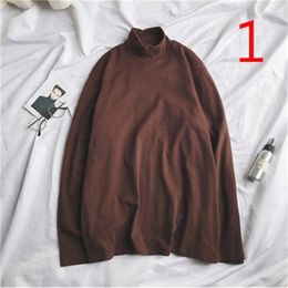 men's long-sleeved t-shirt solid color shirt compassionate loose Port wind 210420