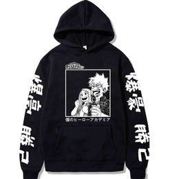 Anime My Hero Academia Hoodie Pullovers Sweatshirts Bakugou Katsuki Graphic Printed Tops Casual Hip Hop Streetwear H1227