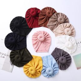 Round Bowknot Baby Hat Baby Girl Boys Hats Toddler Ribbed Bow Turban Headbands Bonnet Infant Caps Newborn Winter Hat