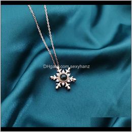 Pendant Necklaces & Pendants Jewellery Drop Delivery 2021 Fashion 925 Sterling Sier Snowflake Necklace Female Clavicle Chain Tiktok Product Pro