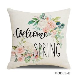 Nordic linen pillow case custom letter flower sofa cushion cover office cushions pillowcases for Hotel home house Bed Decoration