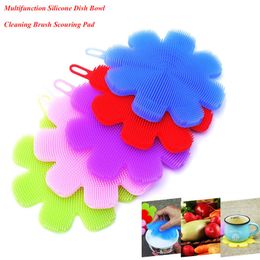 Silicone Sponge Brushes Flower Shaped Kitchen Dishwashing Fruit Vegetable Pot Cleaning Sponge Pads