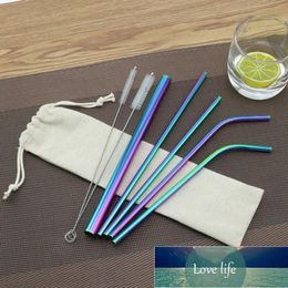 7 Pcs Plated Colorful Rose Gold Reusable Drinking Straw High Quality 304 Stainless Steel Metal Straw with Cleaner Brush For Mugs Factory price expert design Quality