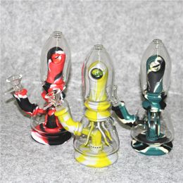 Silicone Bongs hookah pipes 7.8 inches eye design Mini Hookahs Dab Rigs beaker Bong With Glass Bowl Water Pipe Multi Color Free DHL