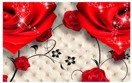 Custom photo Rose Soft Pack TV backdrop wallpaper flowers 3d mural paintings stereoscopic 3d wallpaper