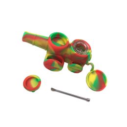 Cool Colourful Silicone Straw Smoking Tube Handpipe Portable Innovative Design Philtre Hole With Cover Caps Oil Rigs Wig Wag Titanium Tip Spoon Holder DHL Free