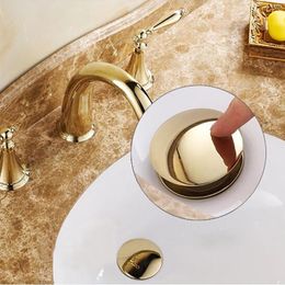 Other Bath & Toilet Supplies Gold&Antique Brass Push Down Up Drain Sink With Overflow For Basin Spout Water Inlet Angle Valve GZ-8416K