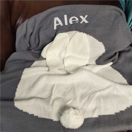 Baby Blankets born Cute Big Rabbit Ear Blanket Soft Warm Knitted Swaddle Kids Bath Towel Toddler Bedding 211105