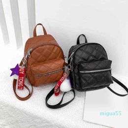 Backpack style Mini Black Women Stone Leather s For Girls Small Ladies Casual Daypack With Hairball Sac A Dos Rucksack