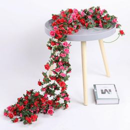 Decorative Flowers & Wreaths Artificial Rose Rattan Wedding Vine Simulation Grape Peony Green Plant