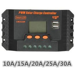 LCD 10/15/20/25/30A 12V/24V PWM Solar Panel Regulator Charge Controller - 10A