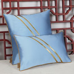 Custom Modern Simple Luxury Silk Satin Pillowcases New Stripe Home Office Decor Rectangle Back Cushion Case Lumbar Pillow Cover