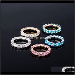 Band Hip Hop 4Mm Round Zircon Ring Women Gold Colour Bling Cz Rings Hiphop Rapper Jewellery Dtyyb T6P1N