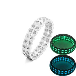 Fashion Hollow Couple Rings Luminous Ring for Women Men Glowing In Dark Heart Lover Wedding Bands Women Girls Jewellery Gift Accessories