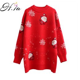 Christmas Sweater for Women Winter Knit Jumpers Long Sleeve Knitwear Oversized Pull Femme Thick Warm Snowman 210430
