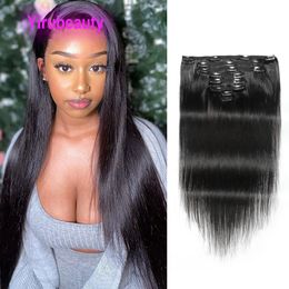 Indian Virgin Human Hair Clips In Extensions 8-24inch Kinky Curly Straight Body Wave Wholesale 3 Pieces/lot Natural Colour