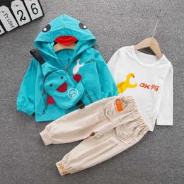 Children Spring Autumn Baby Boys Girls Clothes Cartoon Jacket hoodies T-Shirt Pants Bags 4Pcs/sets Infant Kid Fashion Tracksuits