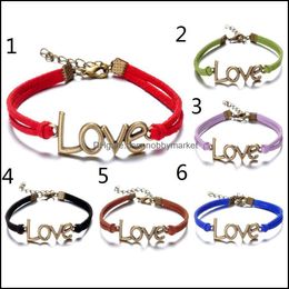 Charm Bracelets Jewelry Vintage Love Leather 6 Colors Bronze Mtilayer Woven Bracelet For Men&Women Fashion Diy Drop Delivery 2021 Qmlro