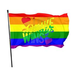 Love Always Wins Pride 3x5ft Flags 100D Polyester Banners Indoor Outdoor Vivid Colour High Quality With Two Brass Grommets