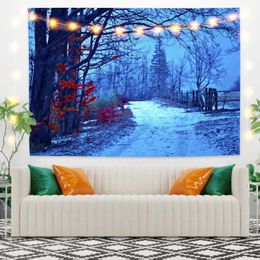 Tapestries Winter Snow And Red Flowers Scenery Tapestry Vintage Exotic Summer Plant Nature Frame For Bedroom Pography Wall Decor