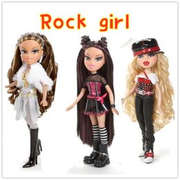 new 23cm dolls Original mgadoll Rare Big mouth Rock and roll suit girl Fashion Bratz Doll Action Figure doll Best Gift