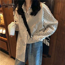 Fashion Striped Long Sleeve Shirt Women Kawaii Tops Korean Busas Elegantes Plus Size Clothes Vintage Streetwear 8433 50 210521