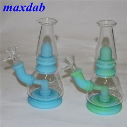 silicone water smoking pipe glass dab rig bong with bowl hookah oil rigs bongs ash cacther