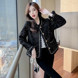 Women's Jackets Autumn Winter Small Fragrance Sequins Glitter Temperament Short Jacket Coat High Quality Outwear