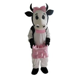 Performance Pink Cow Mascot Costumes Halloween Fancy Party Dress Cartoon Character Carnival Xmas Easter Advertising Birthday Party Costume Outfit