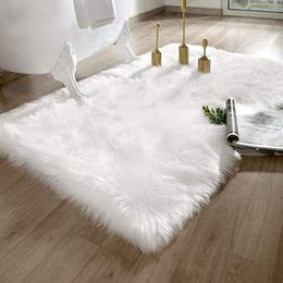 Livingroom Carpets Soft Fluffy Sheepskin Fur Area Rugs Nordic Red Center Living Room Carpet Bedroom Floor White Faux Fur Bedside Rug